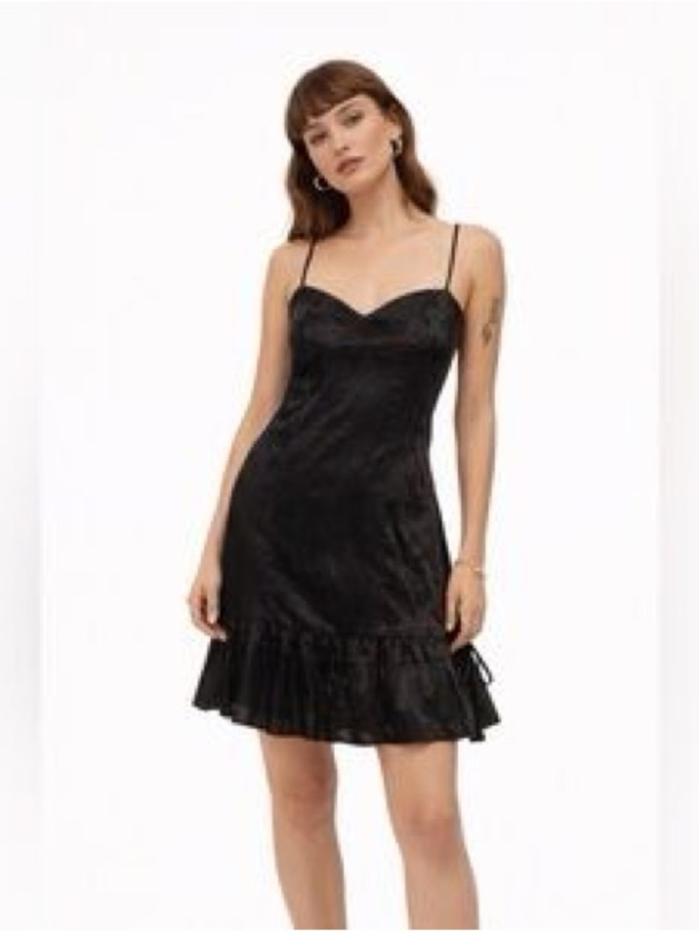 NWT $349 Richard Chai Love 4/XS Dress Black Slip Dress with Ruffle Hem